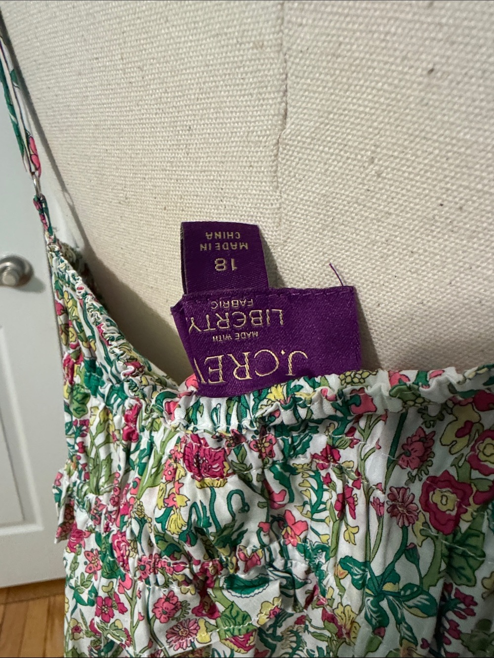 J Crew Floral Smocked Maxi Dress - Pink & Green - Picture 4 of 5